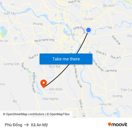 Phù Đổng to Xã An Mỹ map