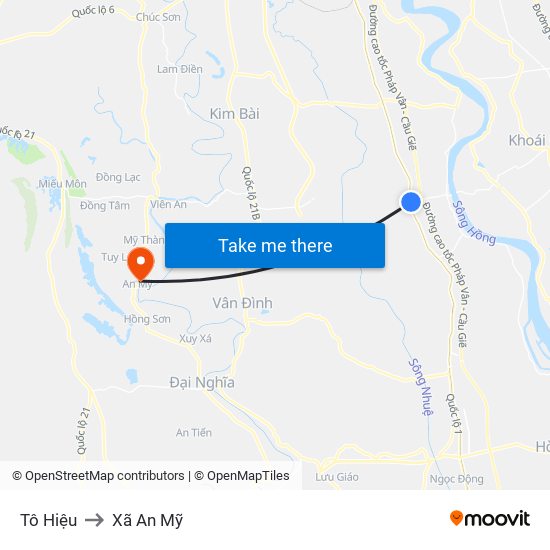 Tô Hiệu to Xã An Mỹ map