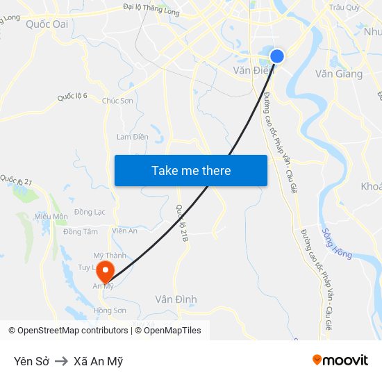 Yên Sở to Xã An Mỹ map