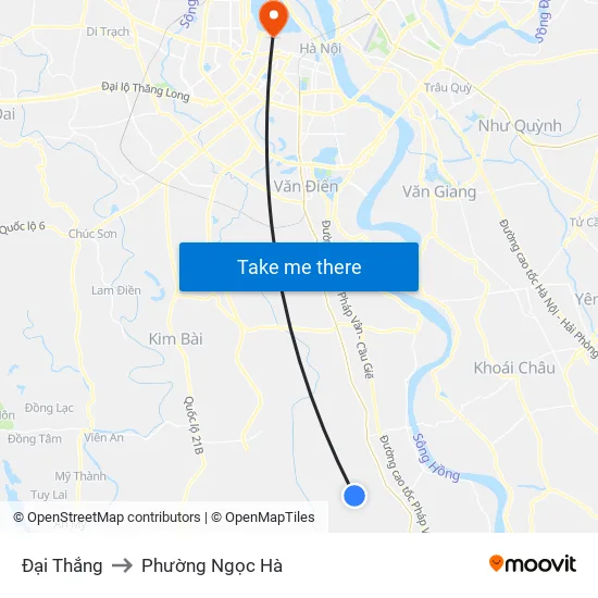 Đại Thắng to Phường Ngọc Hà map