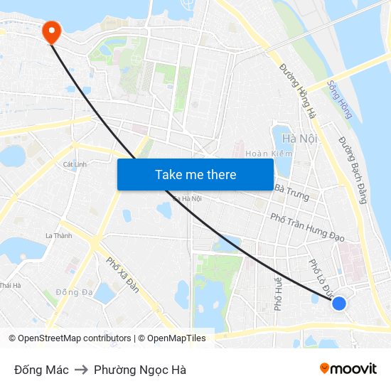 Đống Mác to Phường Ngọc Hà map