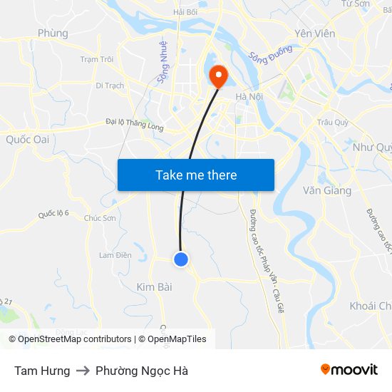 Tam Hưng to Phường Ngọc Hà map