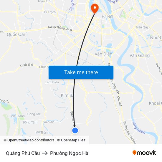 Quảng Phú Cầu to Phường Ngọc Hà map