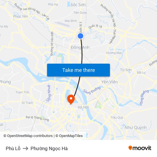 Phù Lỗ to Phường Ngọc Hà map