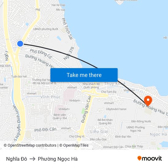 Nghĩa Đô to Phường Ngọc Hà map