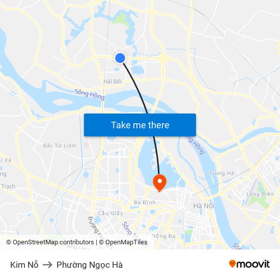 Kim Nỗ to Phường Ngọc Hà map