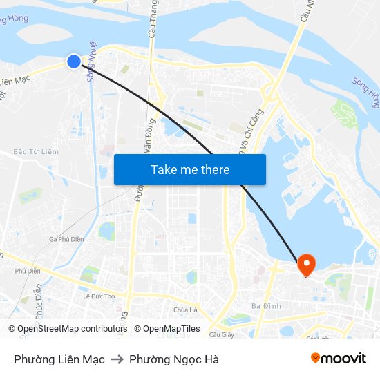 Phường Liên Mạc to Phường Ngọc Hà map