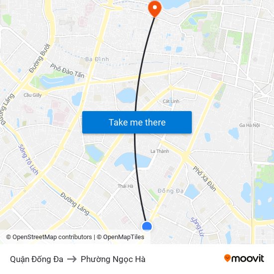 Quận Đống Đa to Phường Ngọc Hà map