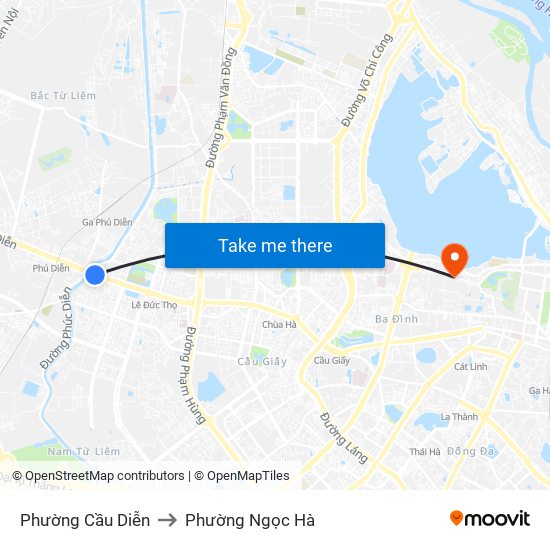 Phường Cầu Diễn to Phường Ngọc Hà map