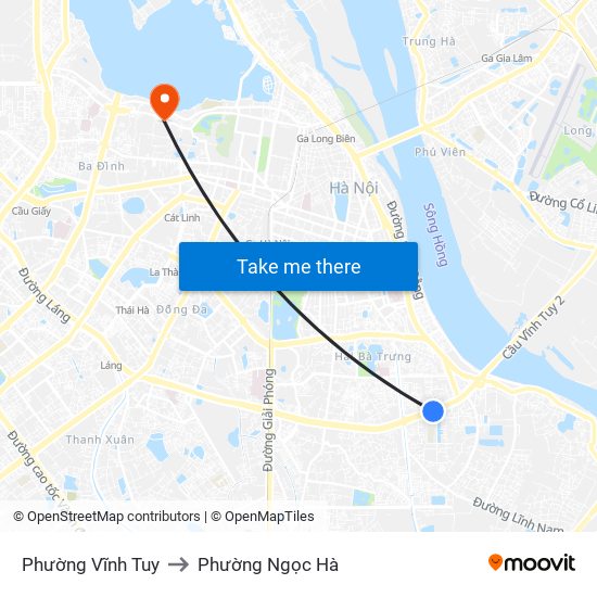 Phường Vĩnh Tuy to Phường Ngọc Hà map