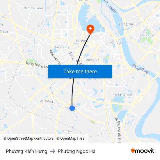 Phường Kiến Hưng to Phường Ngọc Hà map