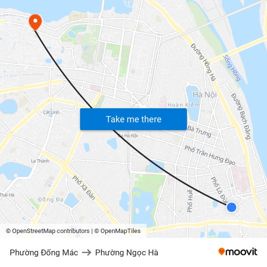 Phường Đống Mác to Phường Ngọc Hà map