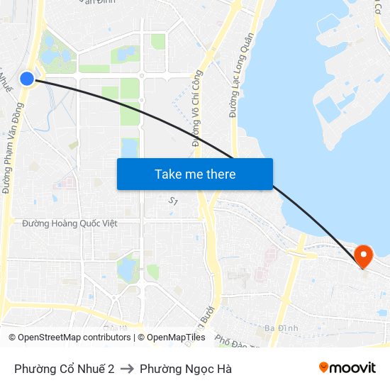 Phường Cổ Nhuế 2 to Phường Ngọc Hà map