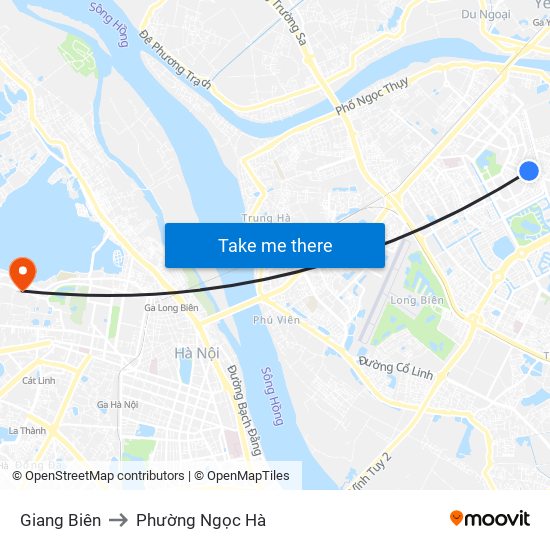 Giang Biên to Phường Ngọc Hà map