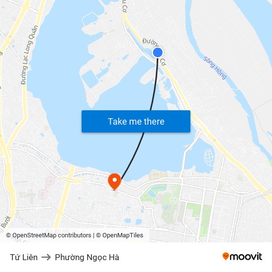 Tứ Liên to Phường Ngọc Hà map