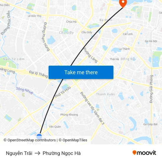 Nguyễn Trãi to Phường Ngọc Hà map
