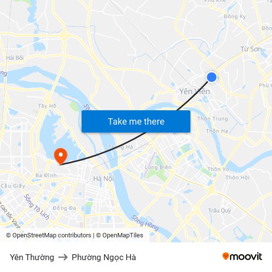 Yên Thường to Phường Ngọc Hà map