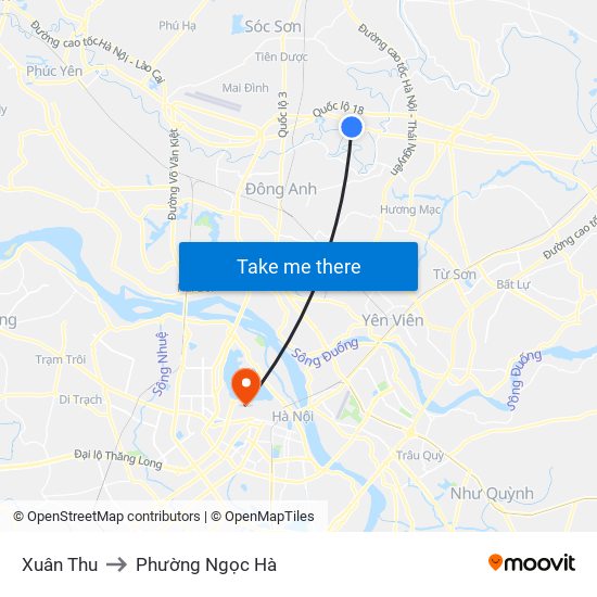 Xuân Thu to Phường Ngọc Hà map