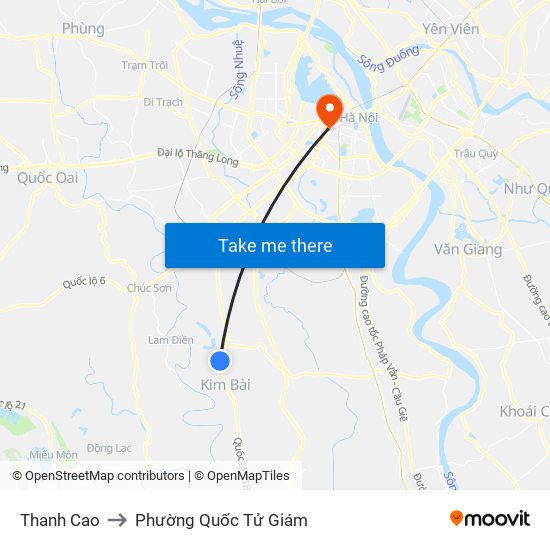Thanh Cao to Phường Quốc Tử Giám map