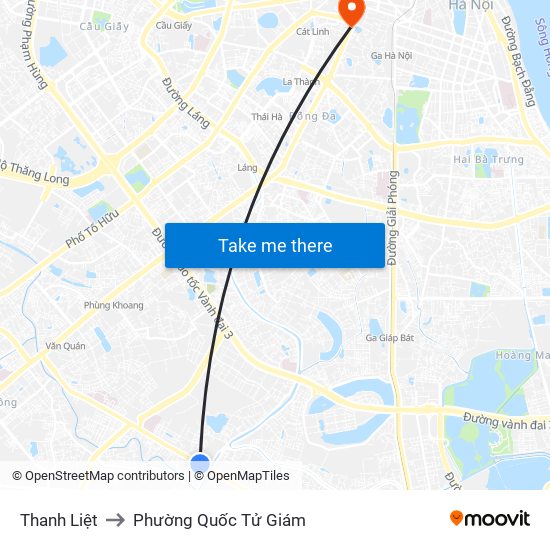 Thanh Liệt to Phường Quốc Tử Giám map