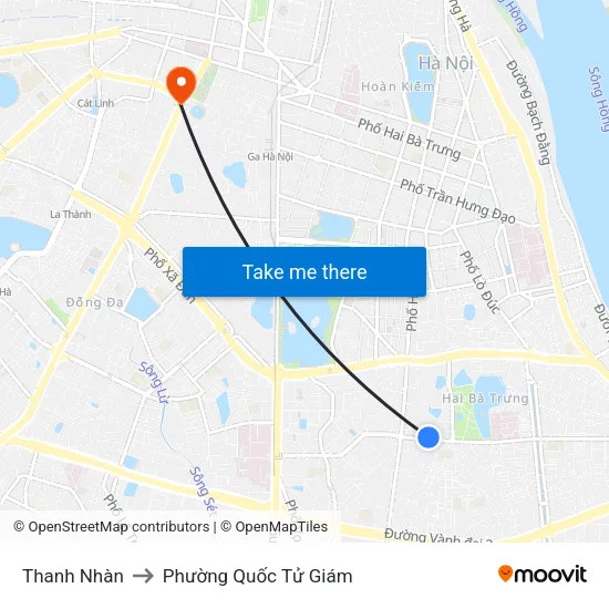 Thanh Nhàn to Phường Quốc Tử Giám map