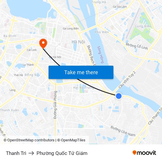 Thanh Trì to Phường Quốc Tử Giám map