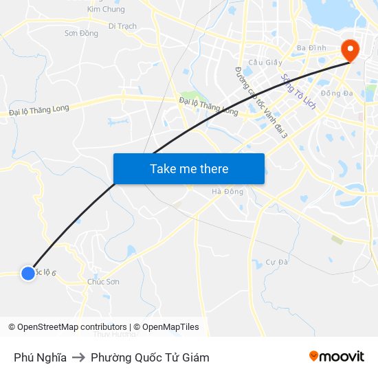 Phú Nghĩa to Phường Quốc Tử Giám map