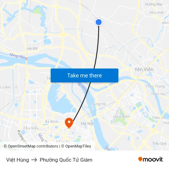 Việt Hùng to Phường Quốc Tử Giám map