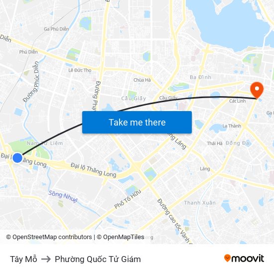 Tây Mỗ to Phường Quốc Tử Giám map