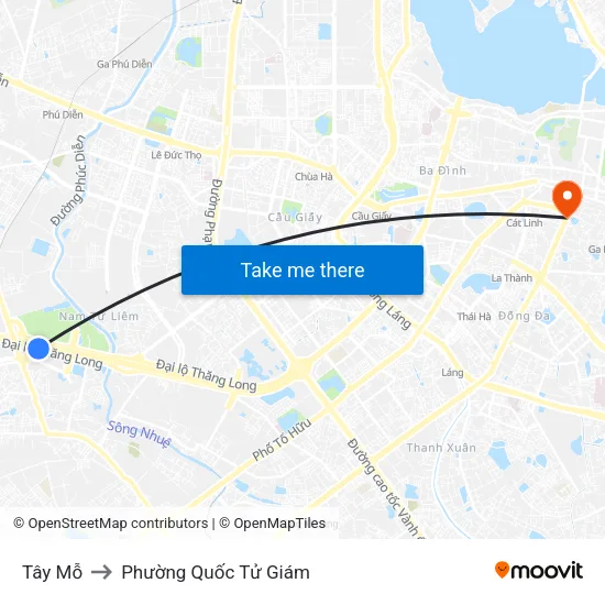 Tây Mỗ to Phường Quốc Tử Giám map
