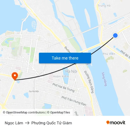 Ngọc Lâm to Phường Quốc Tử Giám map