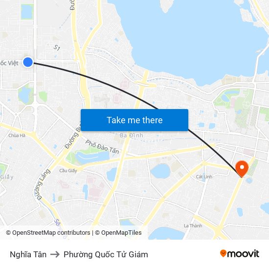 Nghĩa Tân to Phường Quốc Tử Giám map