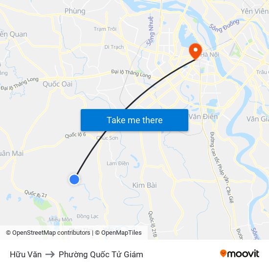 Hữu Văn to Phường Quốc Tử Giám map