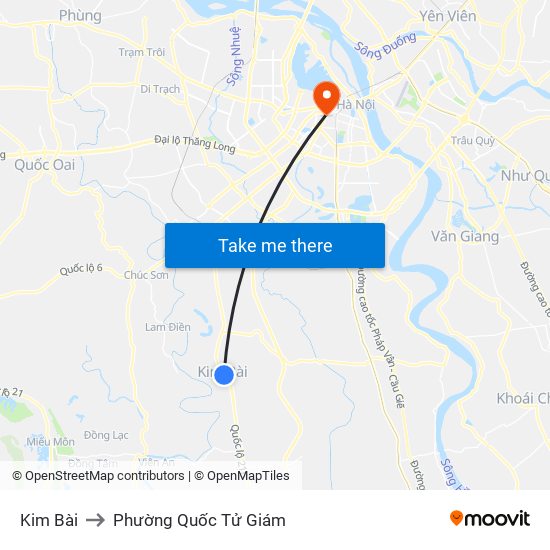 Kim Bài to Phường Quốc Tử Giám map