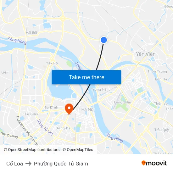 Cổ Loa to Phường Quốc Tử Giám map