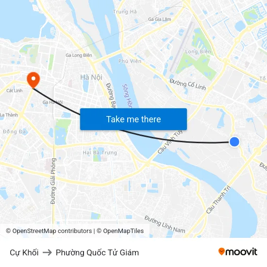 Cự Khối to Phường Quốc Tử Giám map
