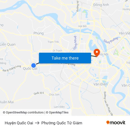 Huyện Quốc Oai to Phường Quốc Tử Giám map