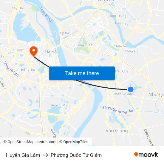 Huyện Gia Lâm to Phường Quốc Tử Giám map