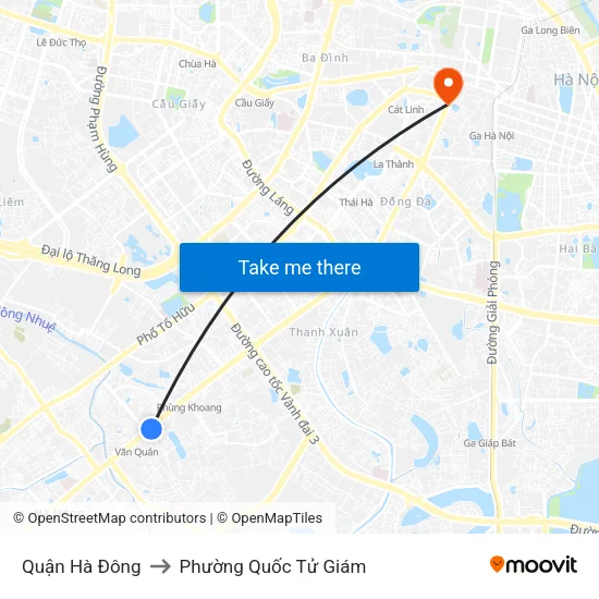 Quận Hà Đông to Phường Quốc Tử Giám map