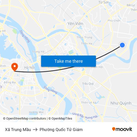 Xã Trung Mầu to Phường Quốc Tử Giám map