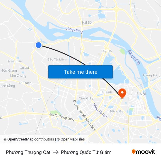 Phường Thượng Cát to Phường Quốc Tử Giám map