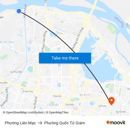 Phường Liên Mạc to Phường Quốc Tử Giám map