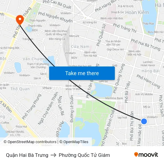 Quận Hai Bà Trưng to Phường Quốc Tử Giám map