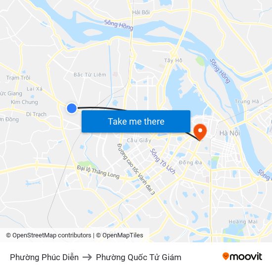 Phường Phúc Diễn to Phường Quốc Tử Giám map