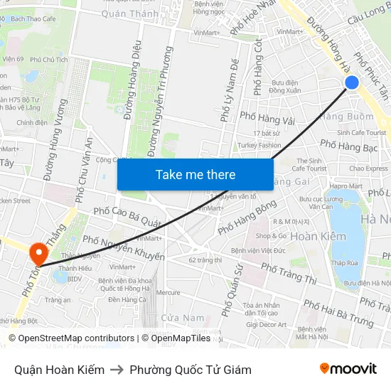 Quận Hoàn Kiếm to Phường Quốc Tử Giám map