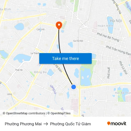 Phường Phương Mai to Phường Quốc Tử Giám map