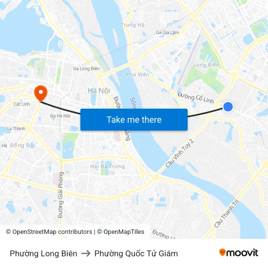 Phường Long Biên to Phường Quốc Tử Giám map
