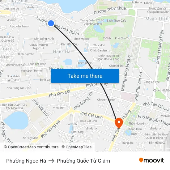 Phường Ngọc Hà to Phường Quốc Tử Giám map