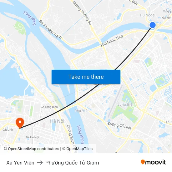 Xã Yên Viên to Phường Quốc Tử Giám map