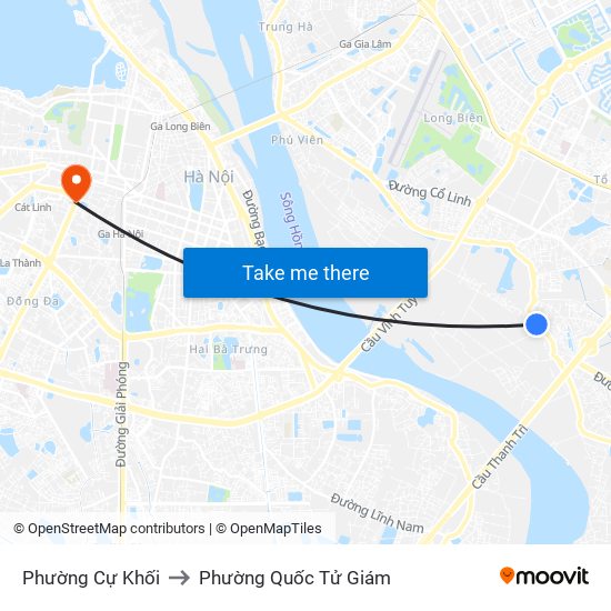 Phường Cự Khối to Phường Quốc Tử Giám map